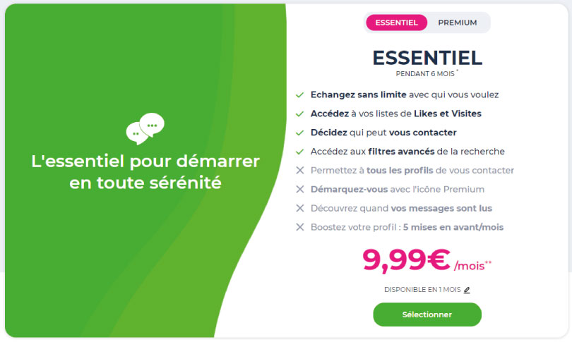 avantages offre essentiel meetic