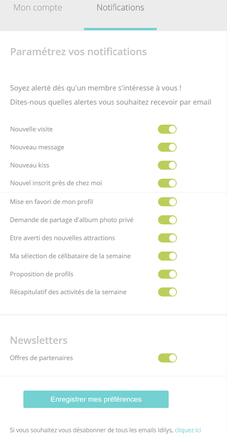 gestion alertes et notification avis idilys
