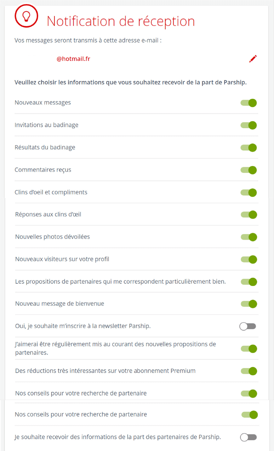 gestion des notification parship