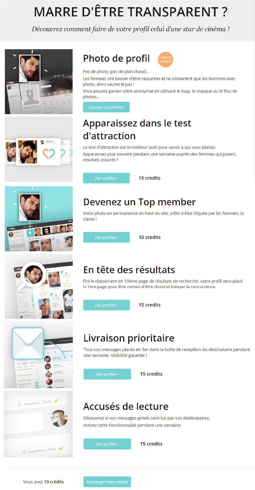 liste cout action mise en avant idilys