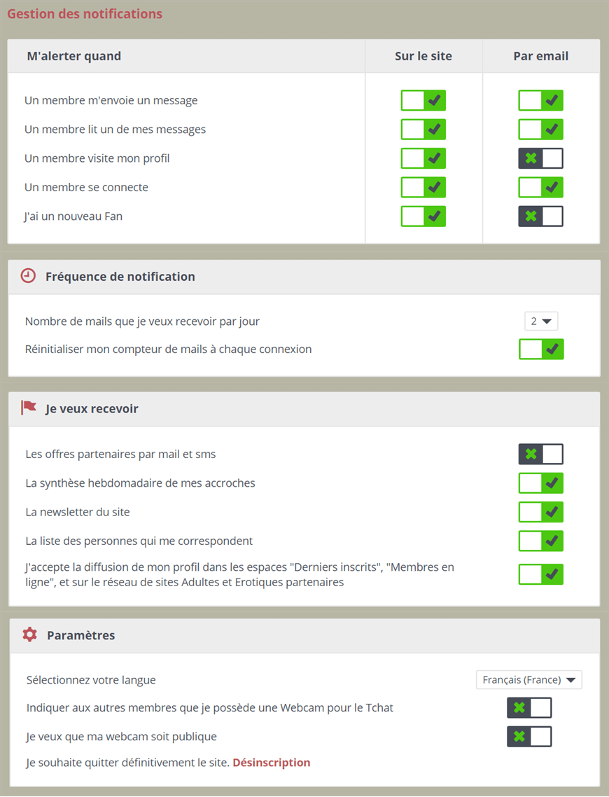 page gestion alerte notification cougar-rencontre.net