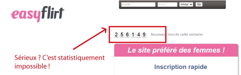 screenshoot page accueil easy flirt