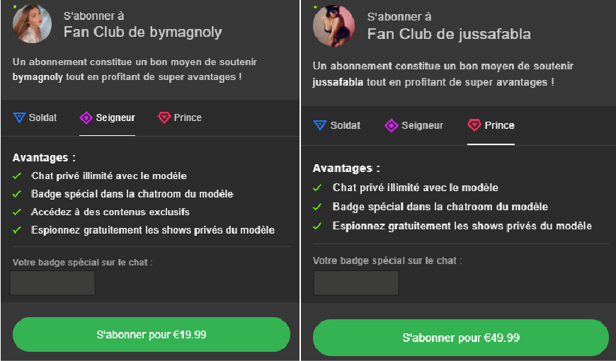 avantages inscription fanclub modele