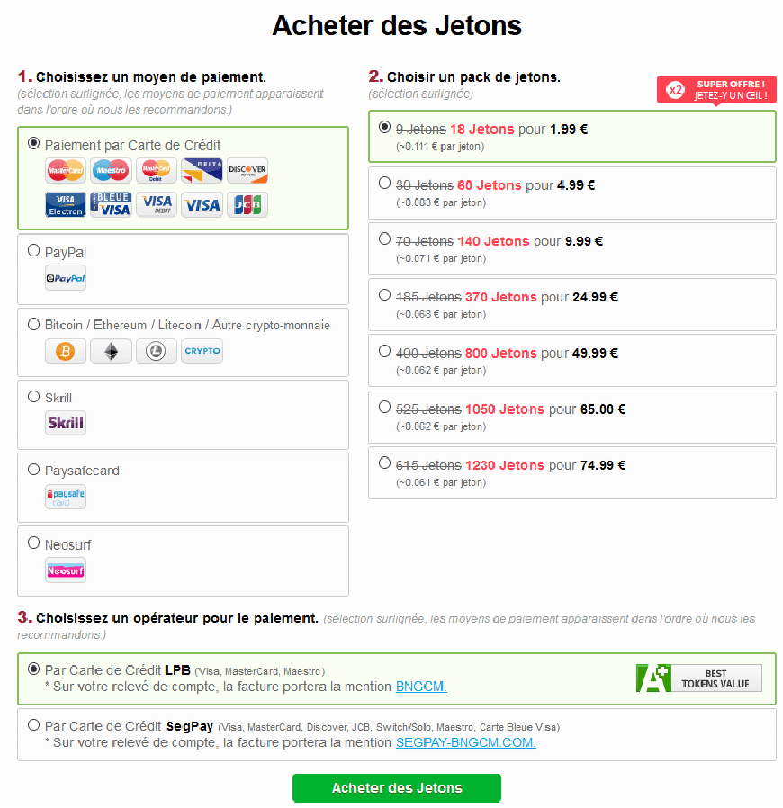 screenshot page tarifs avis bongacams