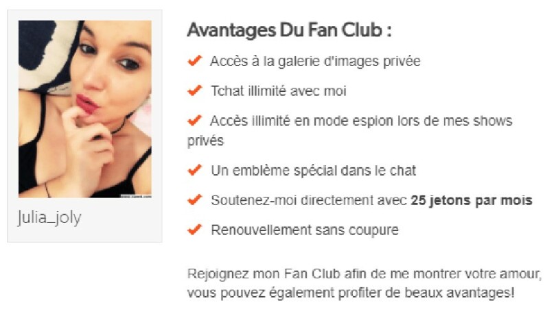 avantages fan club cam4