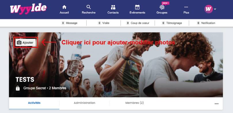 comment ajouter photos album groupe wyylde