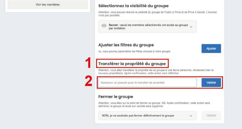 comment transferer propriete groupe 