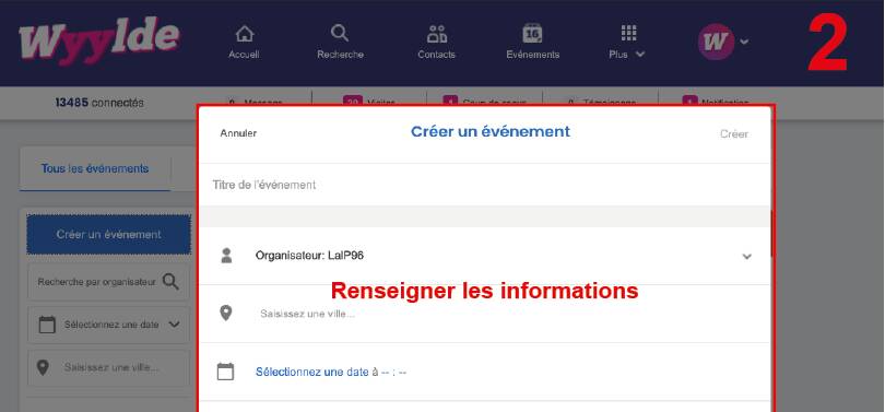 creer evenement wyylde renseigner informations