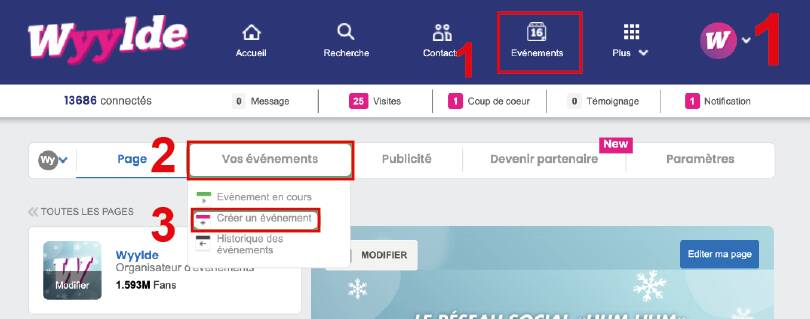 creer page professionnel evenements wyylde
