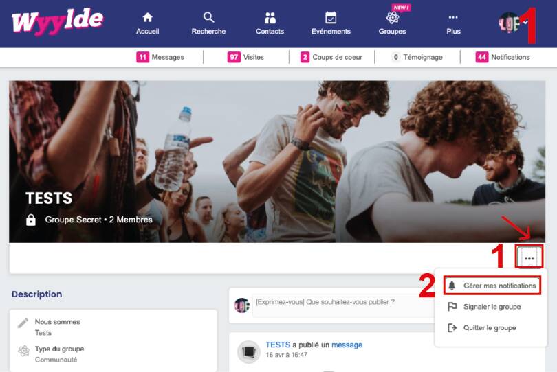 gerer notification groupe
