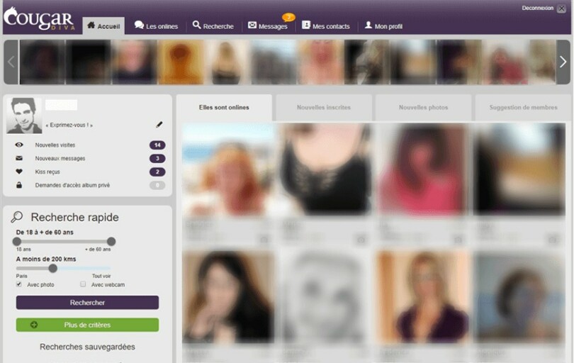 interface site membre cougardiva