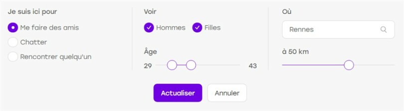 module option de recherche badoo