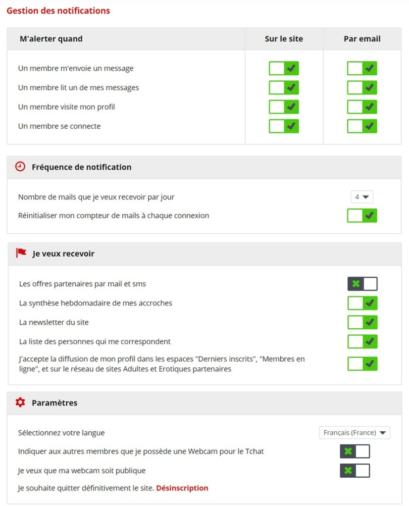 parametre compte notification air-adult