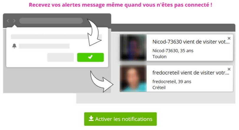 pop up activer notification hors connexion erotilink