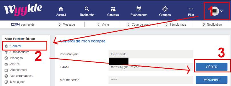 gestion général de son compte wyylde