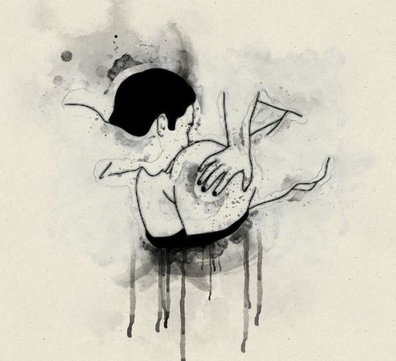 Image en noir et blanc montrant un homme pratiquer le sexe oral sur les fesse de sa partenaire