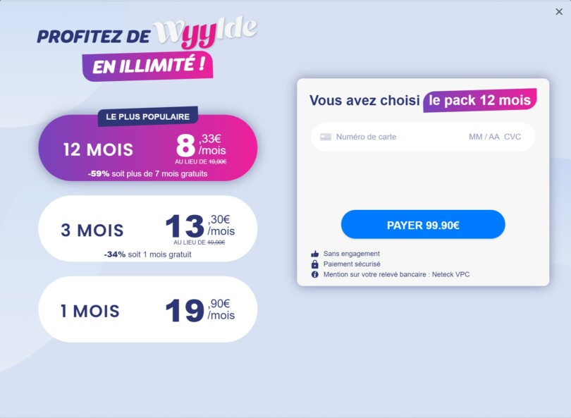 tableau des nouveaux tarifs wyylde 2023