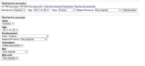 Filtre et option de recherche disponible sur JeContact