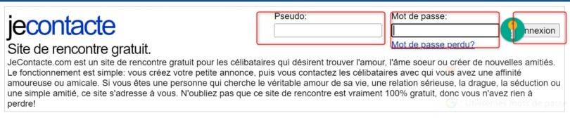 Page de connexion a Jecontacte