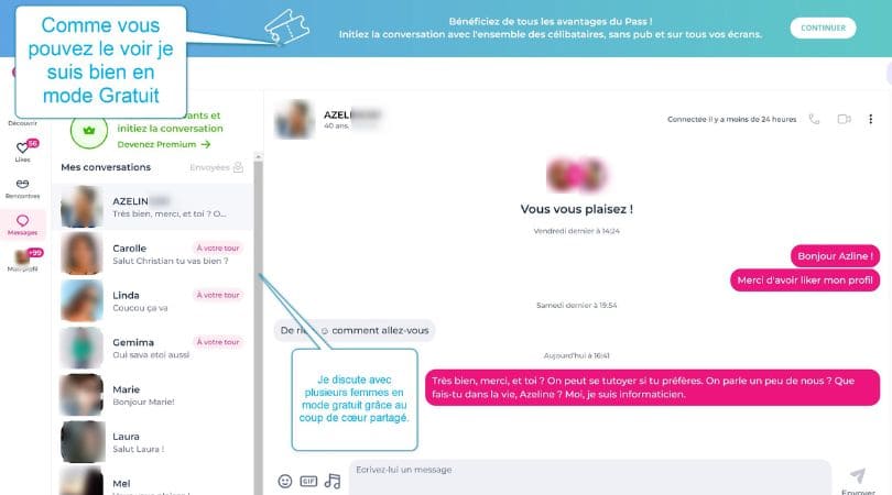 Présentation de l’onglet messagerie sur Meetic