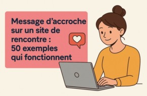Illustration représentant un personnage en train de rédiger un premier message d'accroche sur un site de rencontre, symbolisant les accroches efficaces pour séduire en ligne.