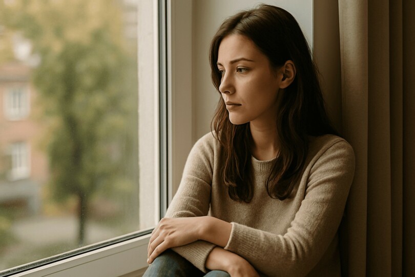 comment oublier son ex rapidement femme seule pensive regardant par la fenêtre