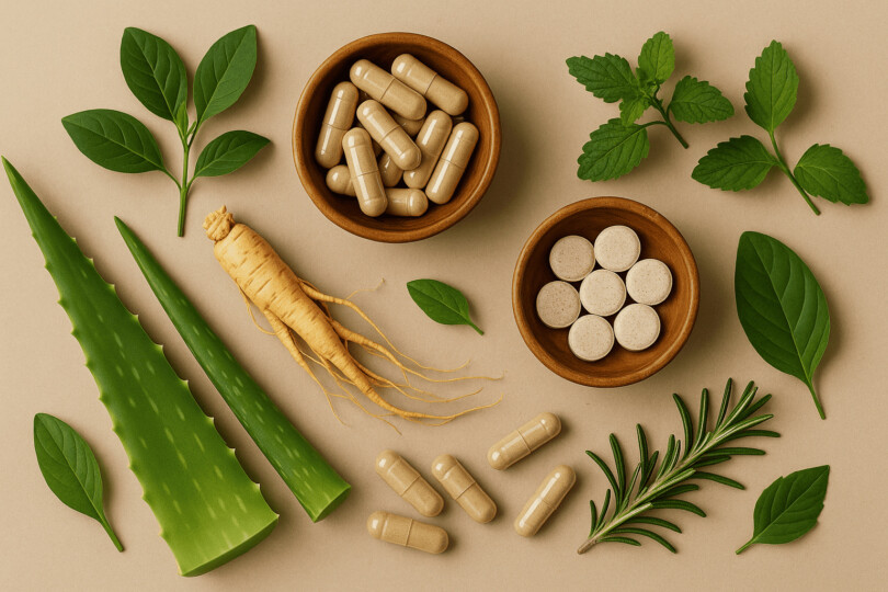 Solutions naturelles et compléments pour tenir plus longtemps au lit avec ginseng, aloe vera, plantes et capsules