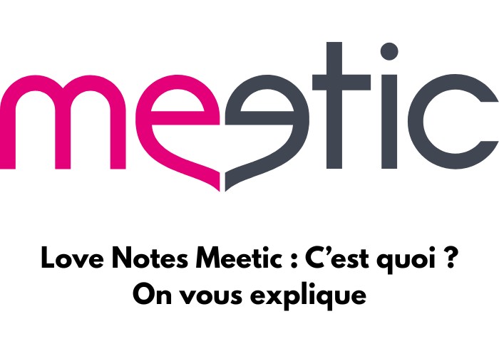 Le logo de Meetic avec un texte disant : Les love Notes Meetic : c'est quoi? . On vous explique