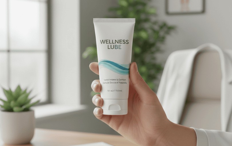 Tube de lubrifiant avec geste d'application dans contexte éducatif et bien-être