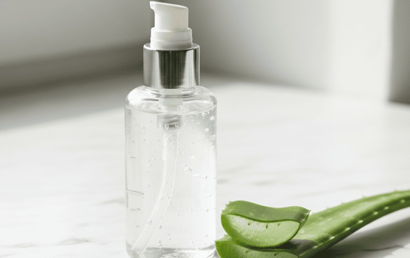 Gel d’aloe vera pur dans un flacon pompe transparent pour utilisation comme lubrifiant intime