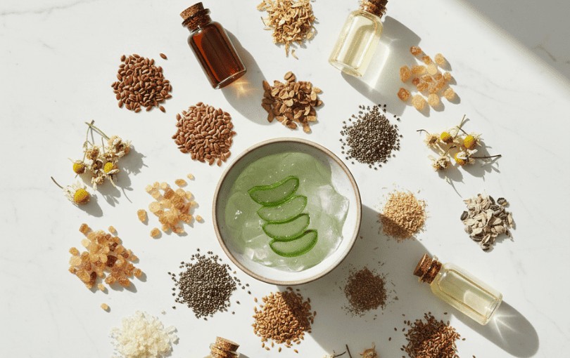  Ingrédients naturels pour lubrifiant intime : aloe vera, huiles végétales, gommes naturelles et extraits de plantes