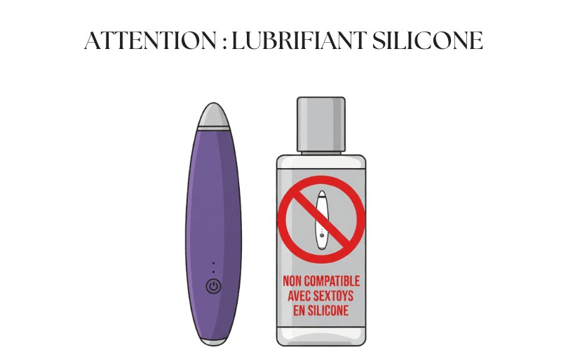 Attention : ne pas utiliser lubrifiant silicone avec sextoys en silicone