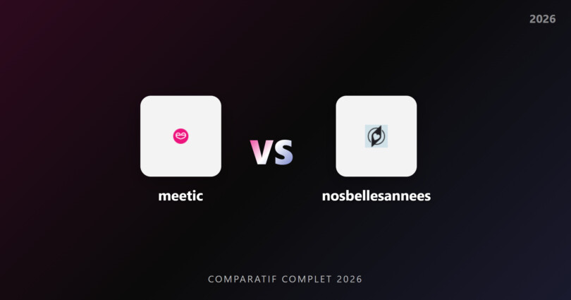 Comparatif Meetic vs Nos Belles Années 2026 - Les logos des deux sites de rencontre face à face