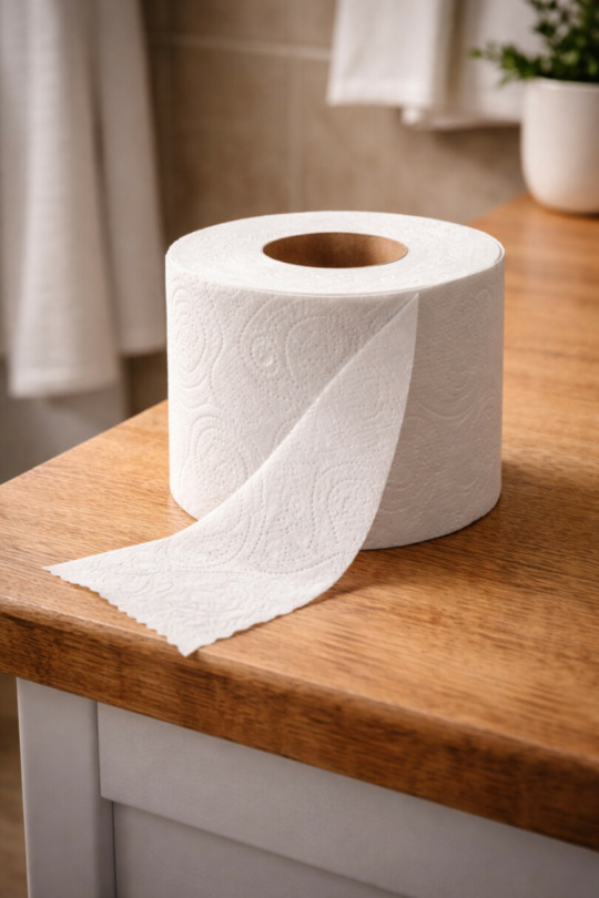 Rouleau de papier toilette blanc posé sur un plan en bois, matériau de base pour la méthode la plus simple