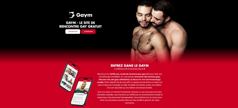 Page d’accueil de Gaym.com en 2026 avec slogan et mockup de l’application mobile