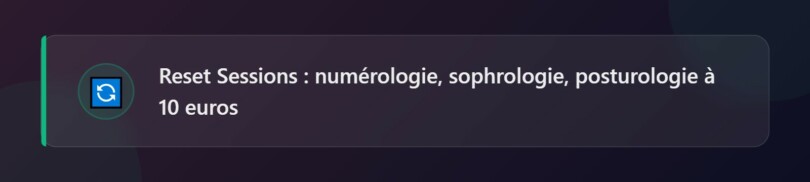 Badge mise à jour : Reset Sessions numérologie, sophrologie, posturologie à 10 euros