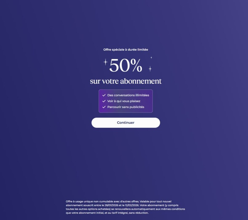 Offre promotionnelle Meetic 50% de réduction sur l’abonnement