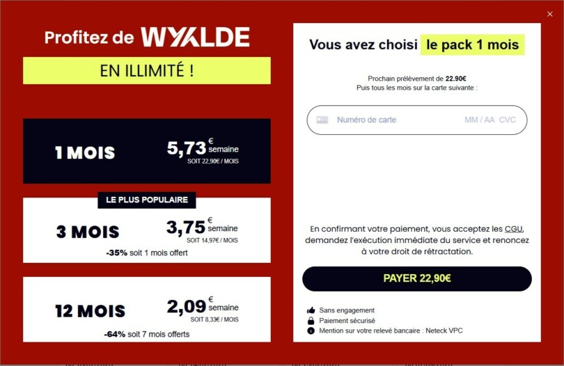 Grille tarifaire Wyylde Gold 2026 avec les trois formules