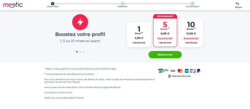 Tarifs Boosts Meetic