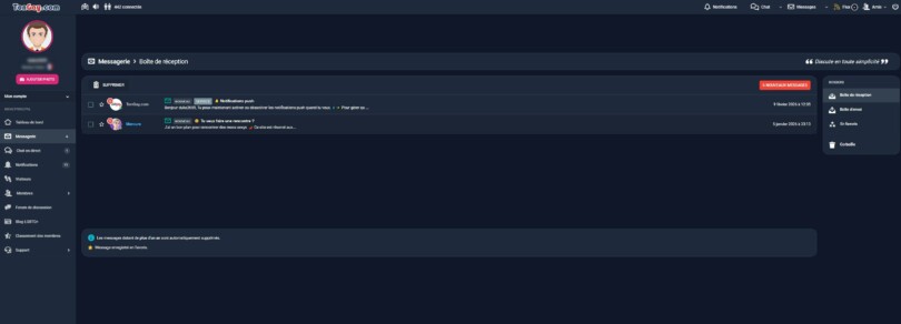 Boîte de réception de la messagerie Tongay.com