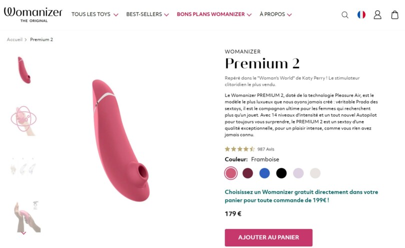 Womanizer Premium 2 - page officielle, 179€, 987 avis clients
